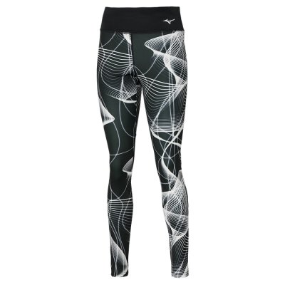 Mallas Mizuno Printed Mujer - Negros / Blancos - Chile M139UTIPZS